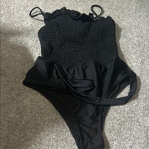 Black Ruffled One-Piece Swimsuit